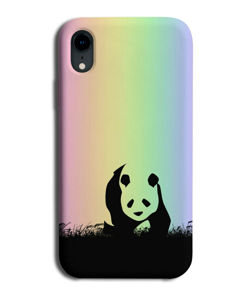 Panda Bear Silhouette Phone Case Cover Giant Pandas Rainbow Colourful I094