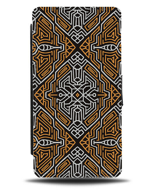 Yellow and Black Intense Geometric Pattern Flip Wallet Case Abstract H669