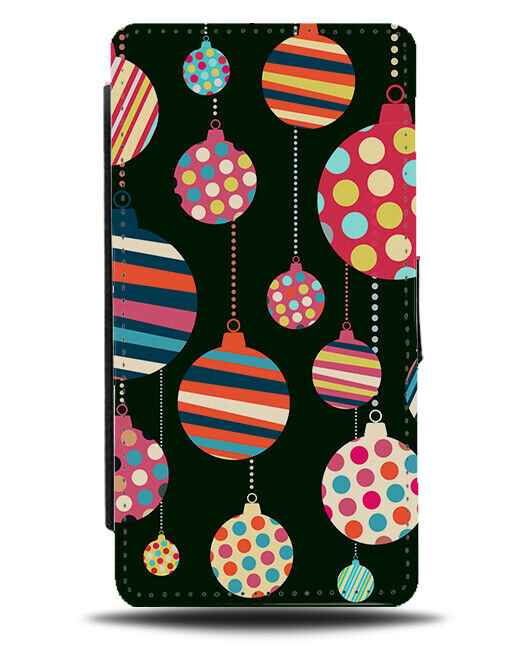 Hanging Christmas Ornaments Pattern Print Flip Wallet Case Ornament Decor N925