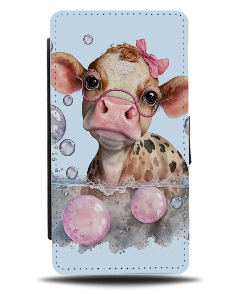 Cow In Bath Flip Wallet Case Baths Cows Funny Bubble Bubbles Bubblebath Kid AG69