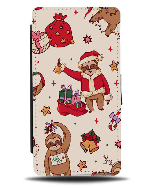 Christmas Sloth Flip Wallet Case Sloths Design Animal Gift Bear Cartoon N757