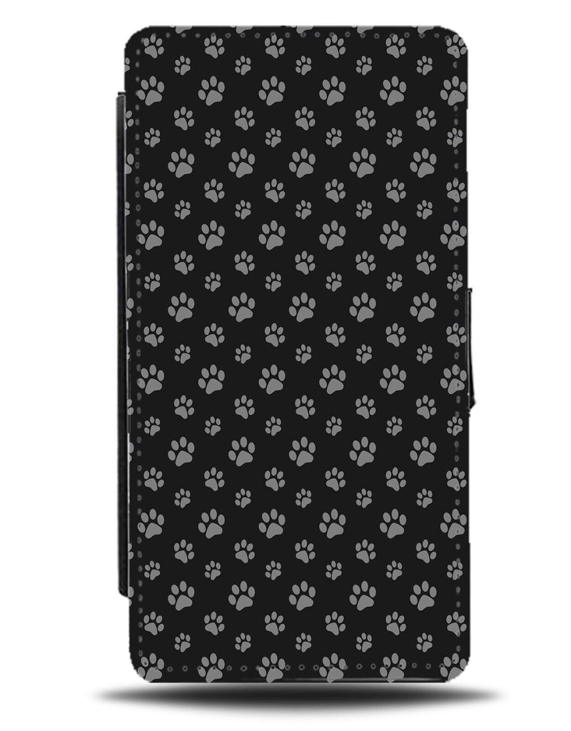 Black and Grey Paw Print Flip Wallet Case Paws Marks Shapes Cats Cat Dogs DF19