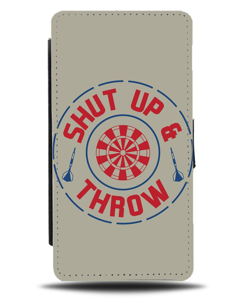 Funny Shut Up And Throw Darts Flip Wallet Case Dart Dartboard Quote Phrase BA78