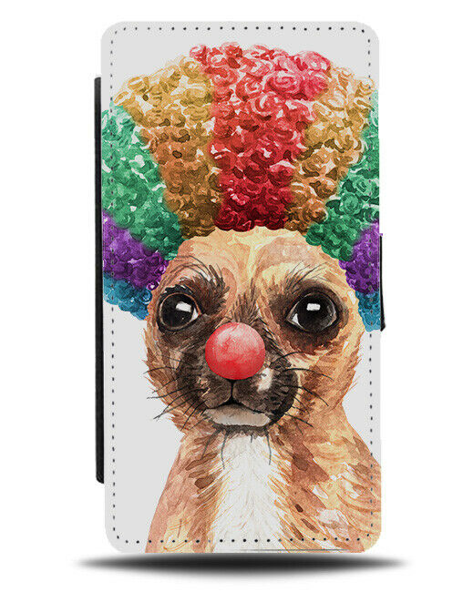 Chihuahua The Clown Flip Wallet Case Clowns Colourful Wig Red Nose K694