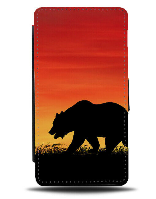 Bear Silhouette Flip Cover Wallet Phone Case Bears Sunset Sunrise Photo i230