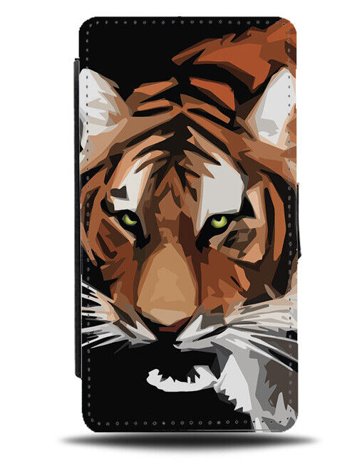 Tiger Sketched Painting Picture Flip Wallet Case Painted Photo Art Artwork K329