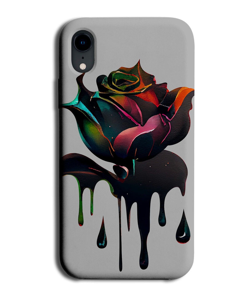Dark Gothic Roses Phone Case Cover Rainbow Rose Petals Black Drips Black AE45