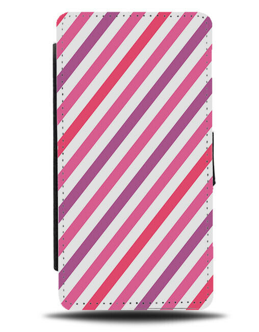 Pink Shades Stripey Pattern Design Flip Wallet Case Stripes Striped Girly G435