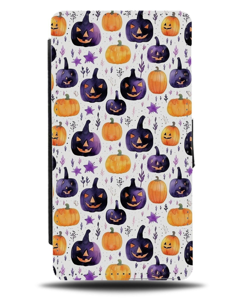 Orange and Purple Pumpkins Flip Wallet Case Pumpkin Watercolour Halloween CV59