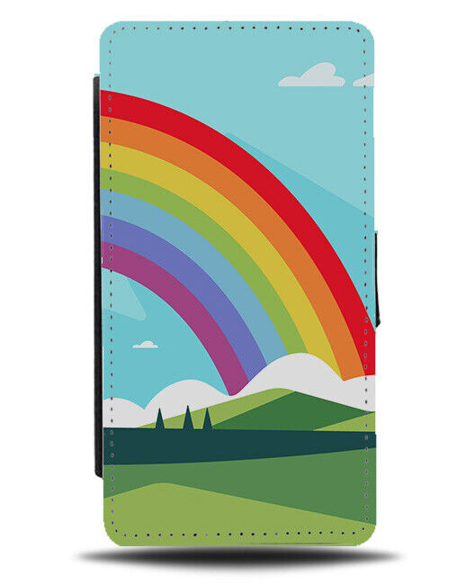 Colourful Kids Rainbow Picture Flip Wallet Case Rainbows Arch Childrens K115