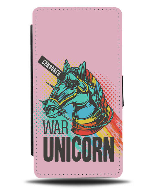 Pink War Unicorn Flip Wallet Phone Case Neon Turquoise Green Unicorns Horse E374