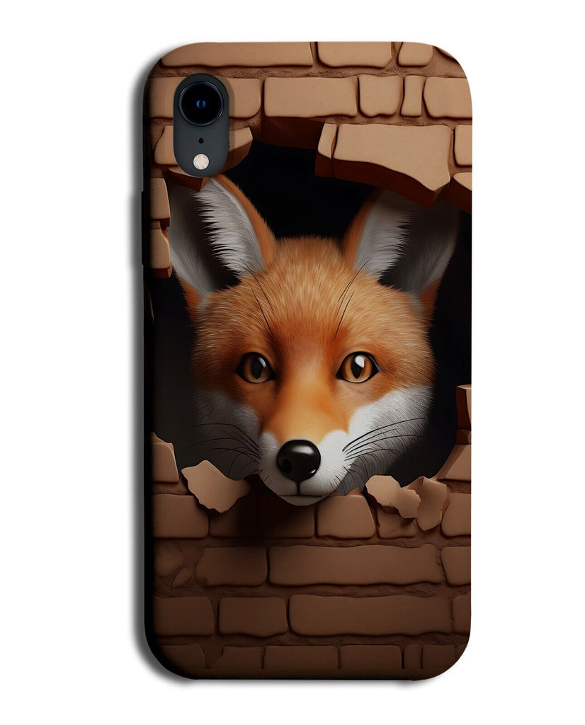 Funny Red Fox Phone Case Cover Sly Foxes Face Through Broken Wall 3D Effect CV67