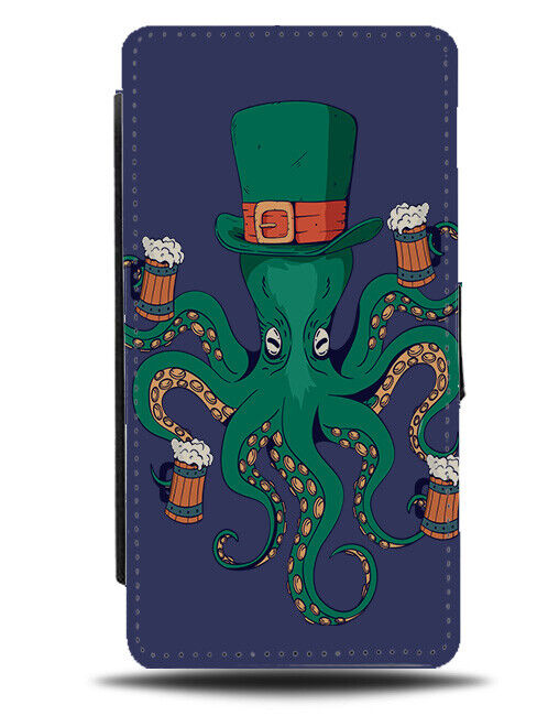 Drunk Octopus Flip Wallet Case Cartoon St Patricks Day Irish J037