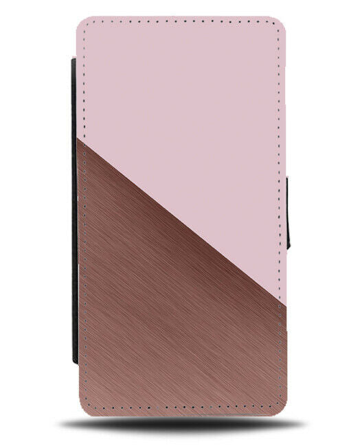Baby Pink And Rose Gold Coloured Flip Cover Wallet Phone Case Half Design i342