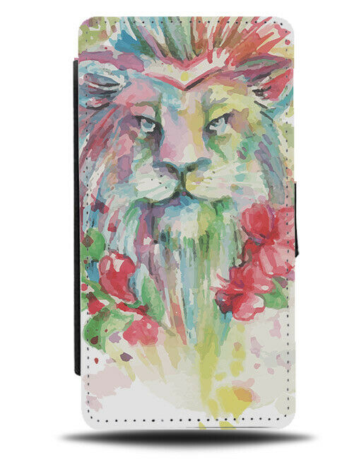 Lion Watercolour Oil Painting Flip Wallet Phone Case Lions Animal Artwork E411