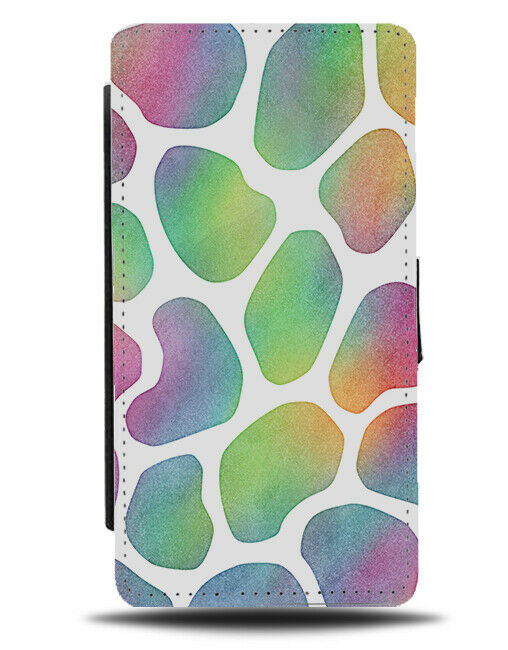 Rainbow Cow Spots Flip Wallet Case Cows Print Pattern Colourful Wavy Design F804