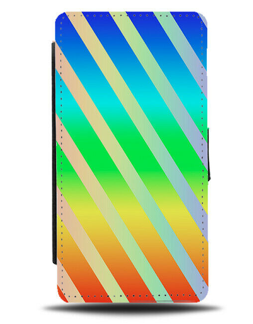 Rainbow Striped Flip Cover Wallet Phone Case Stripes Colourful & Kids Funky i860