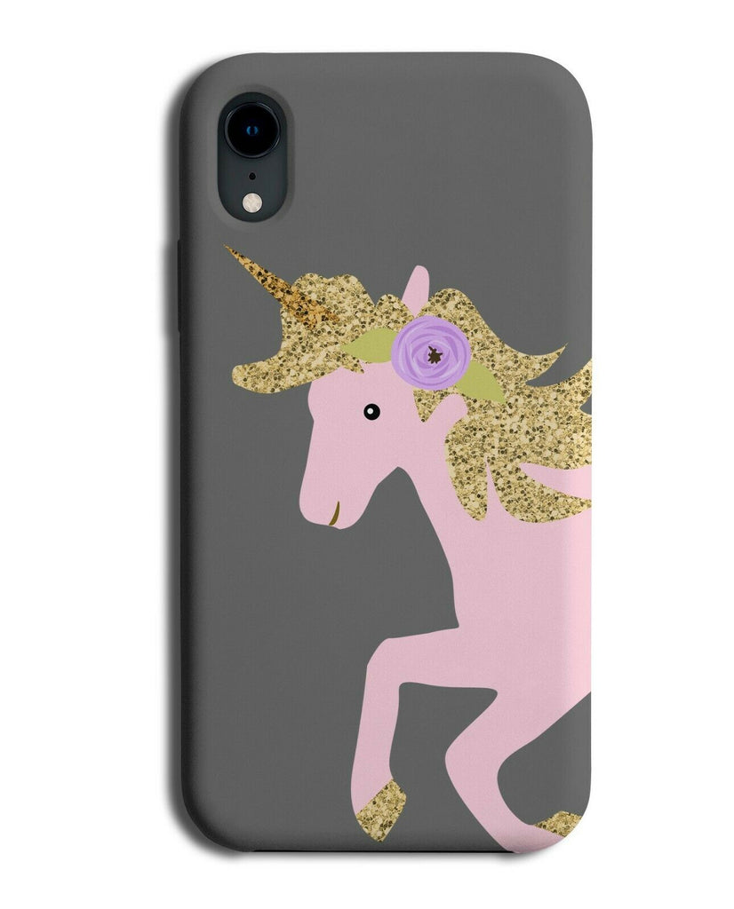 Black and Pink Unicorn Gold Glitter Printed Horn Phone Case Cover Unicorns F745