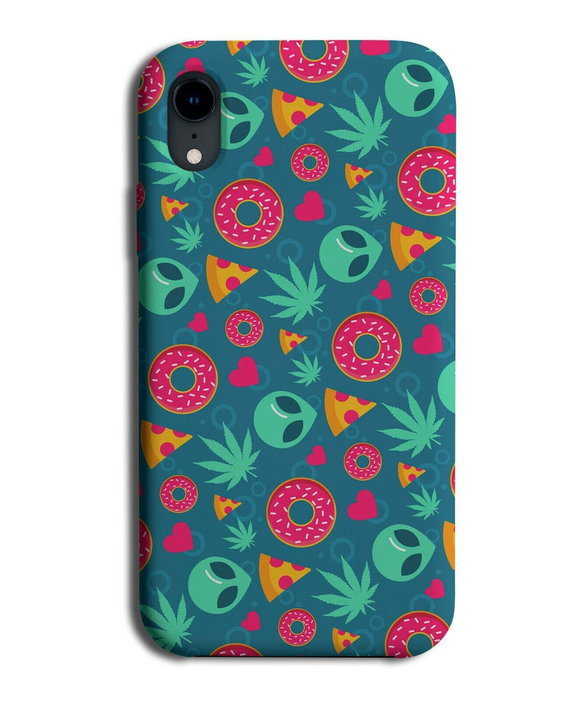 Alien Pattern Phone Case Aliens Weed Doughnuts Pizzas Canabis Symbol E701