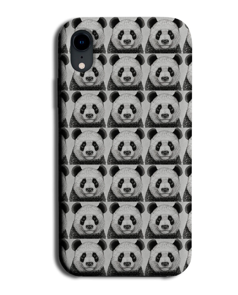 Retro Giant Panda Pattern Phone Case Cover Pandas Vintage Face Heads Black CZ43