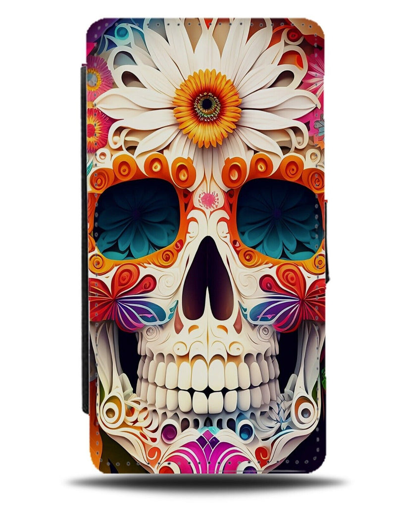 Bright Colourful Sugar Skull Mask Flip Wallet Case Mexico Mexican Floral BB19