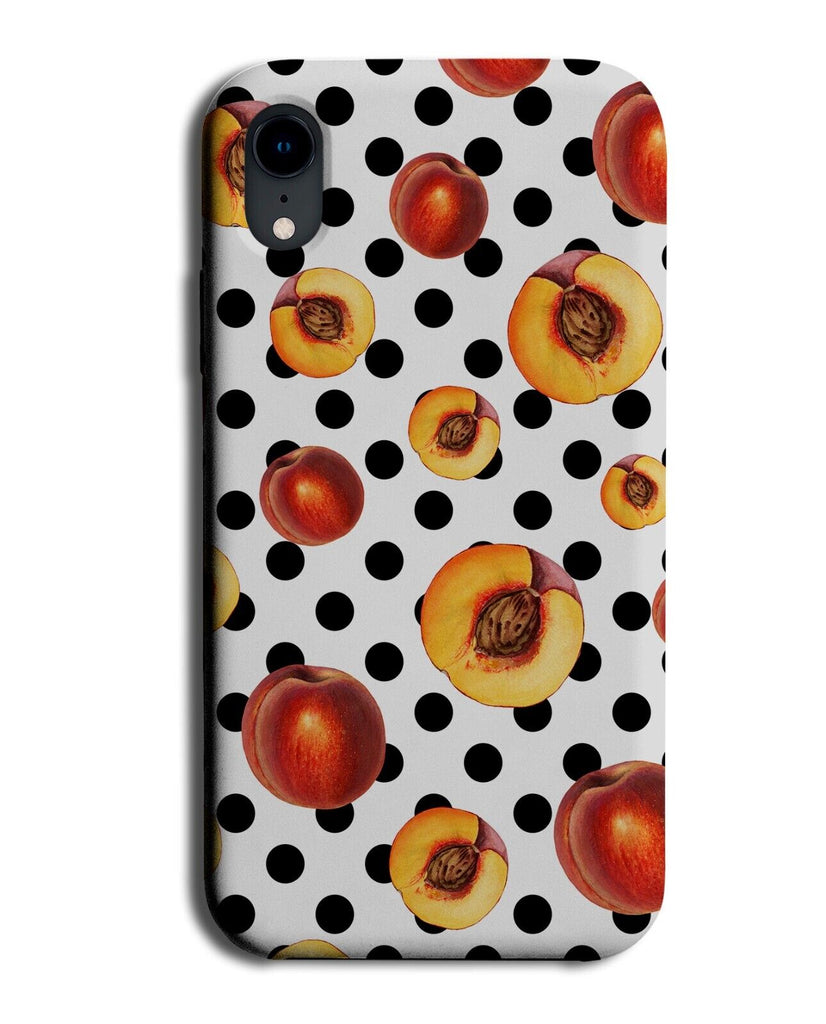 Retro Polka Dot Peach Phone Case Cover Peaches Fruit Fruits Black and White BR96