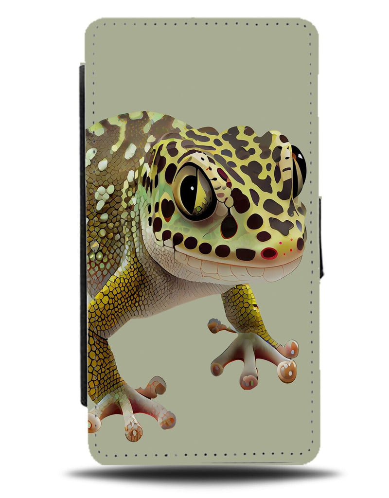 Spotted Gecko Flip Wallet Case Geckos Spots Salamander Reptiles Gift Green CZ90