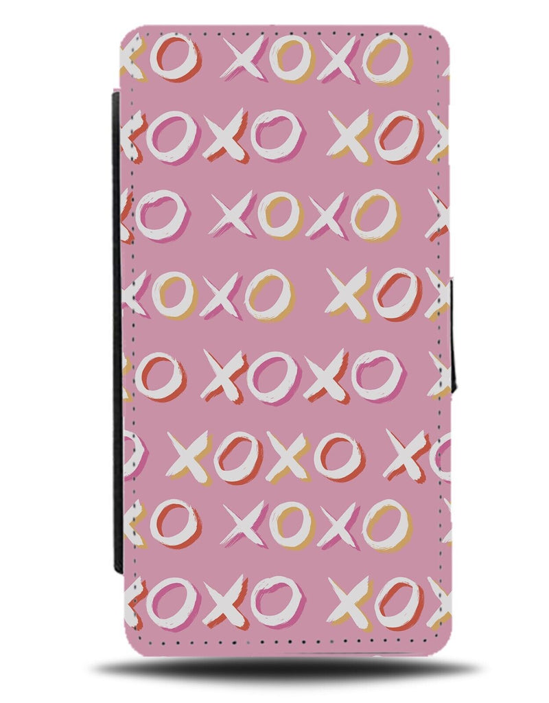 Pink XOXO Writing Flip Wallet Case Words Wording XO Girly Kisses Kiss Girl DG99