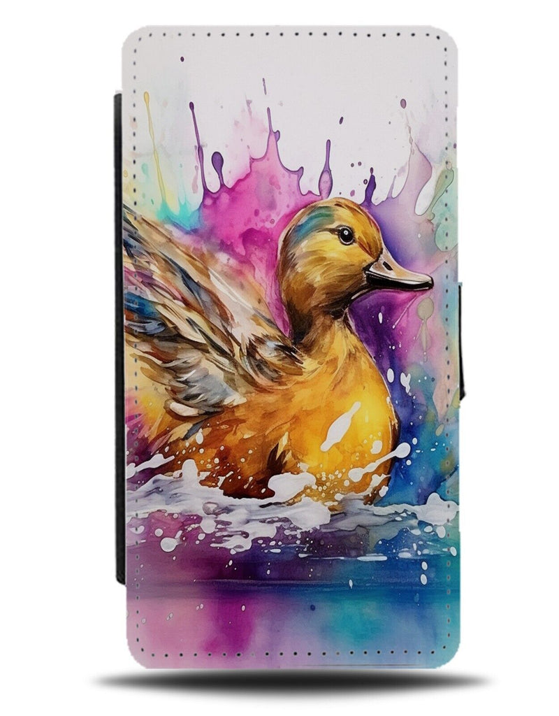 Colourful Water Rubber Duck Paint Splash Design Flip Wallet Case Ducks CT94