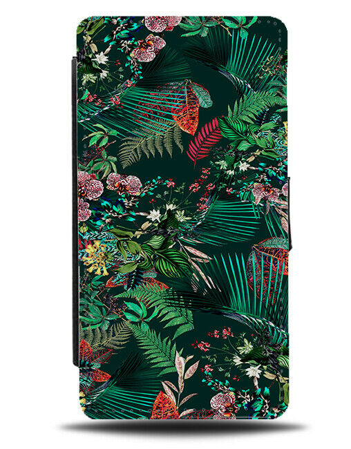 Rainforest Pattern Leaves Flip Wallet Case Jungle Floral Rain Forrest Palm G311