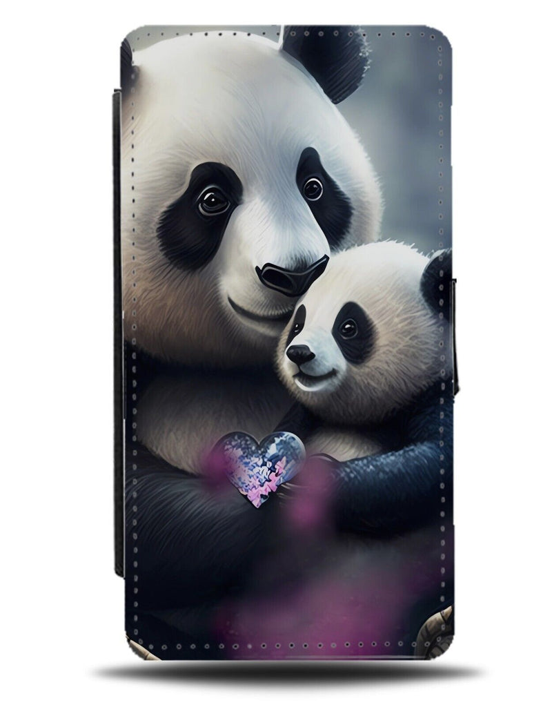 Momma Panda Bear Flip Wallet Case Bears Pandas Mummy Airbrush Animal Photo BF93