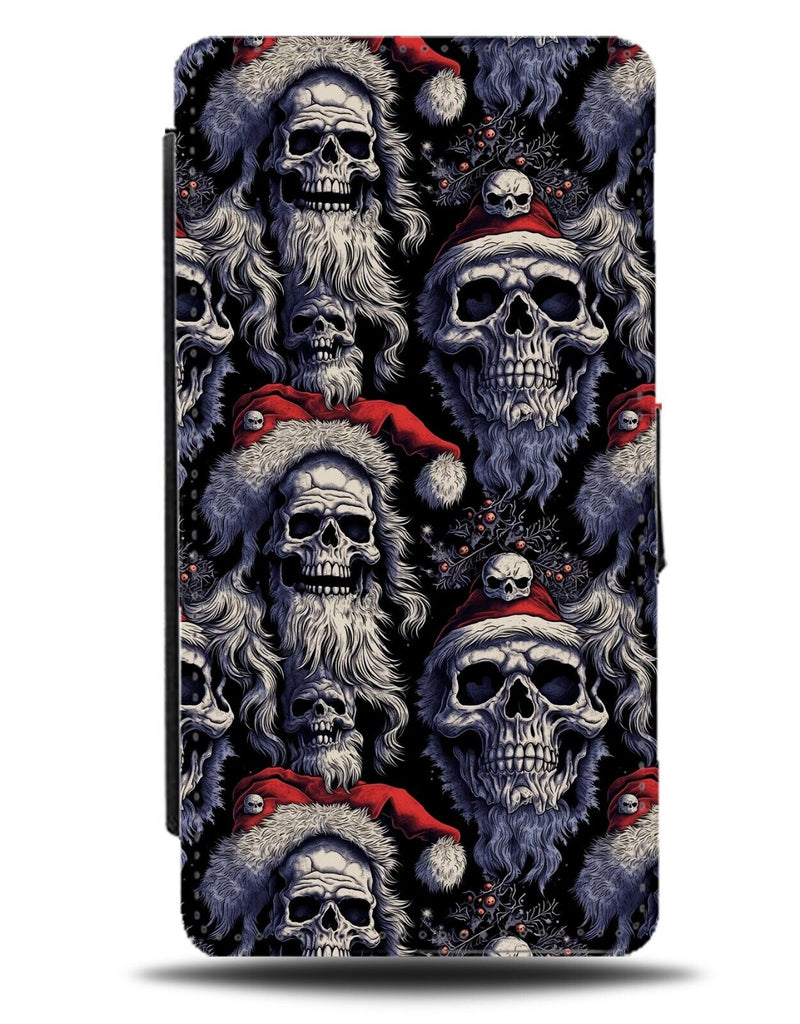 Christmas Skulls Flip Wallet Case Halloween In Santa Hats Style Skeletons CA29