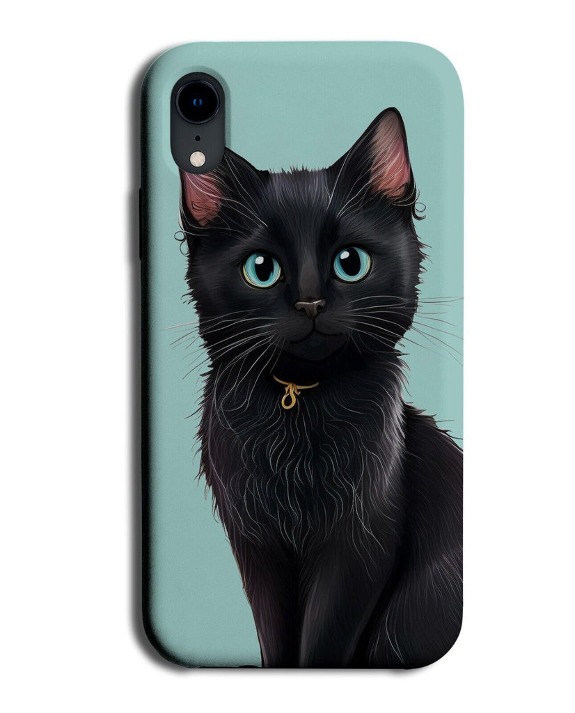 Simplistic Black Cat Picture Phone Case Cover Painting Coloured Colour Wich AE23