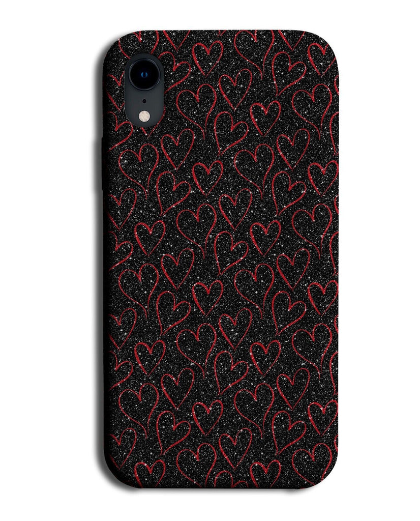 Black and Red Love Heart Symbols Phone Case Cover Shapes Glitter Print Gift CE66