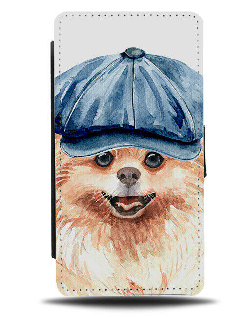 Pomeranian Flip Wallet Phone Case Dog Dogs Cockney Hat Funny Flat Cap K596