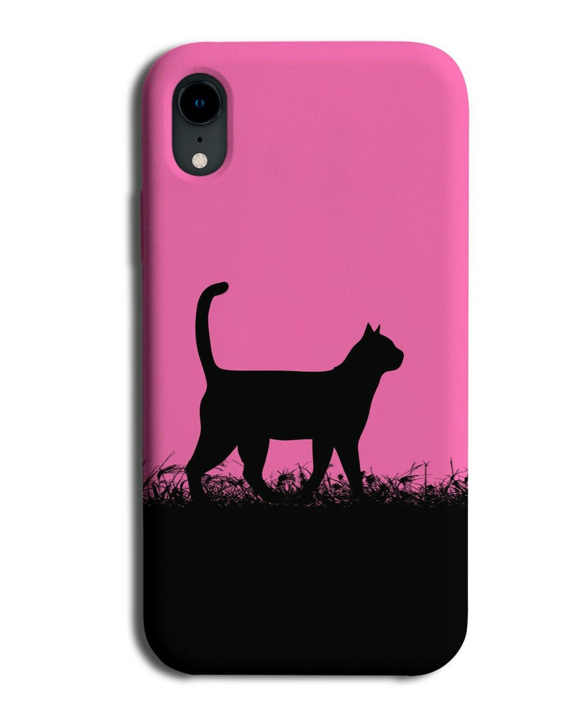 Cat Silhouette Phone Case Cover Cats Hot Pink Black Coloured I016