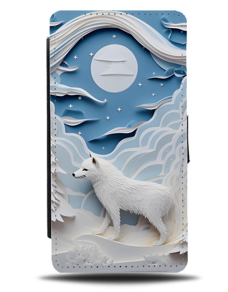 White Artic Wolf Flip Wallet Case Wolfs Wolves Snow Christmas Antarctic Ice CZ38