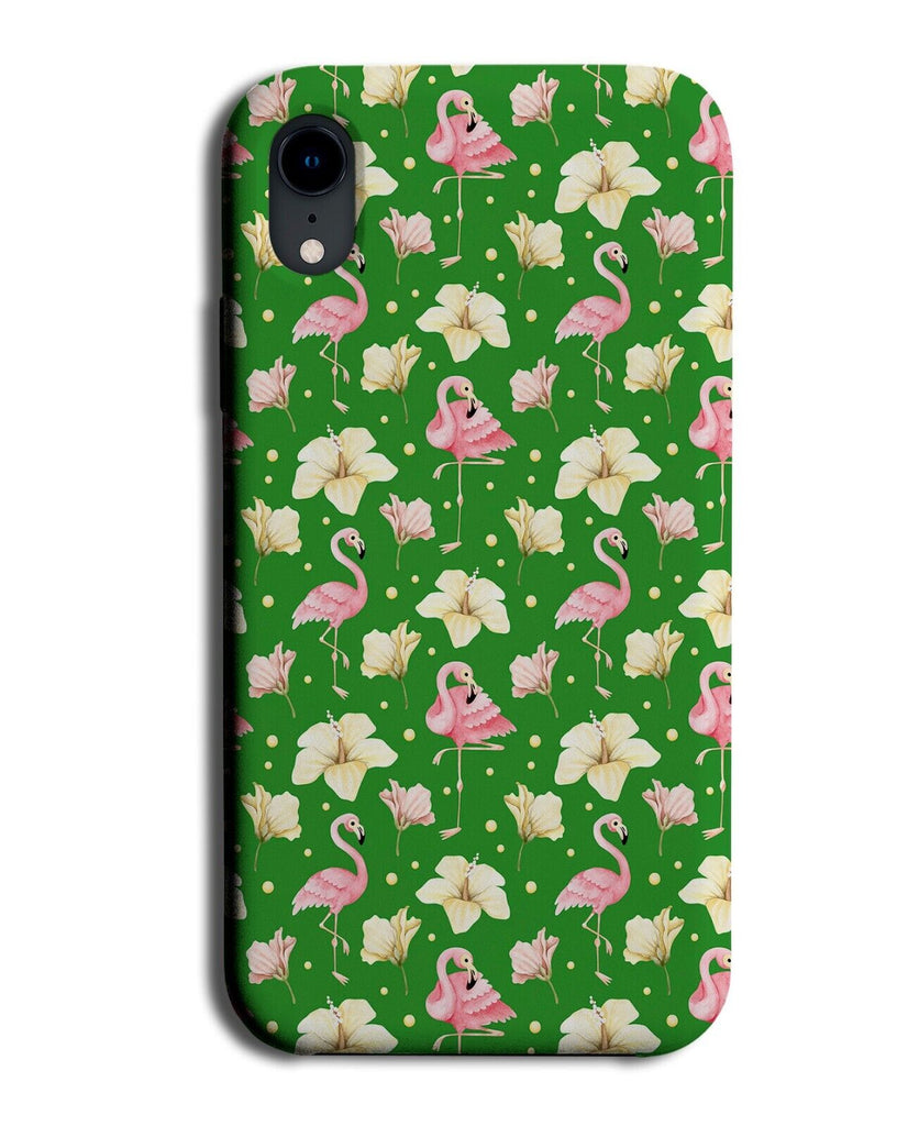 Green Flamingos Pattern Phone Case Cover Flamingo Shapes Pink Lilies Floral AA21