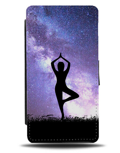 Yoga Flip Cover Wallet Phone Case Meditation Womens Galaxy Moon Universe i751