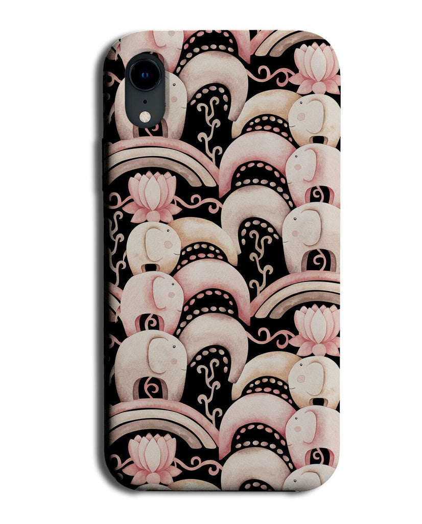 Indian Elephants Pattern Phone Case Cover Jumbo Elephant Cartoon Pink India Au06