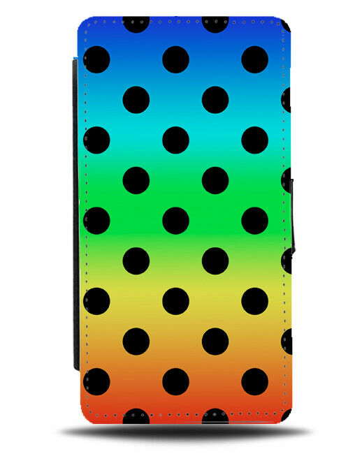 Multicoloured and Black Polka Dot Flip Cover Wallet Phone Case Dots Kids i472