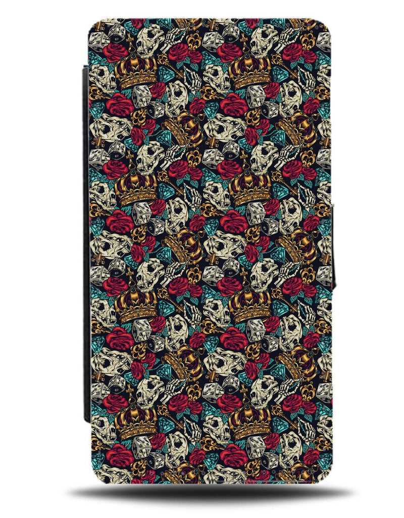 Animal Skulls and Flowers Flip Wallet Case Floral Halloween Roses Flowers CP26