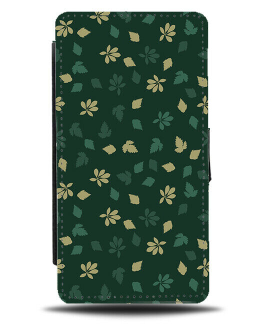 Irish Floral Shapes Flip Wallet Case Flowers Flowery Cartoon Dark Green H481