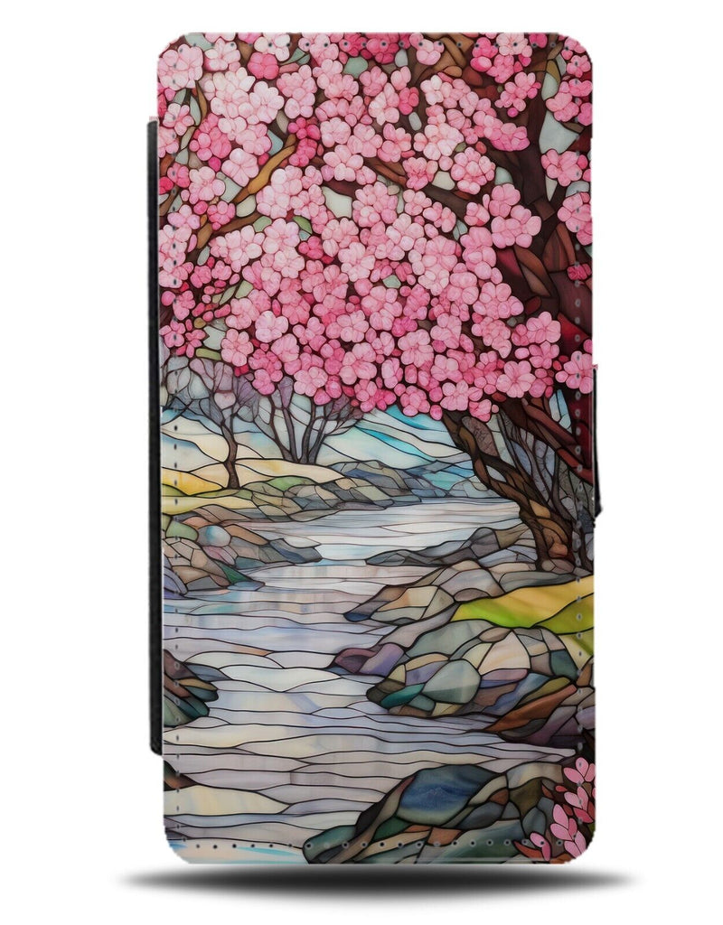 Cherry Blossoms Grove Flip Wallet Case Tree Trees Blossom Leaves Leaf Pink DB83