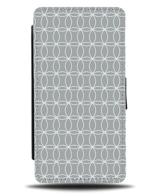White and Grey Geometric Shapes Flip Wallet Case Circles Mens Boys Dad F216