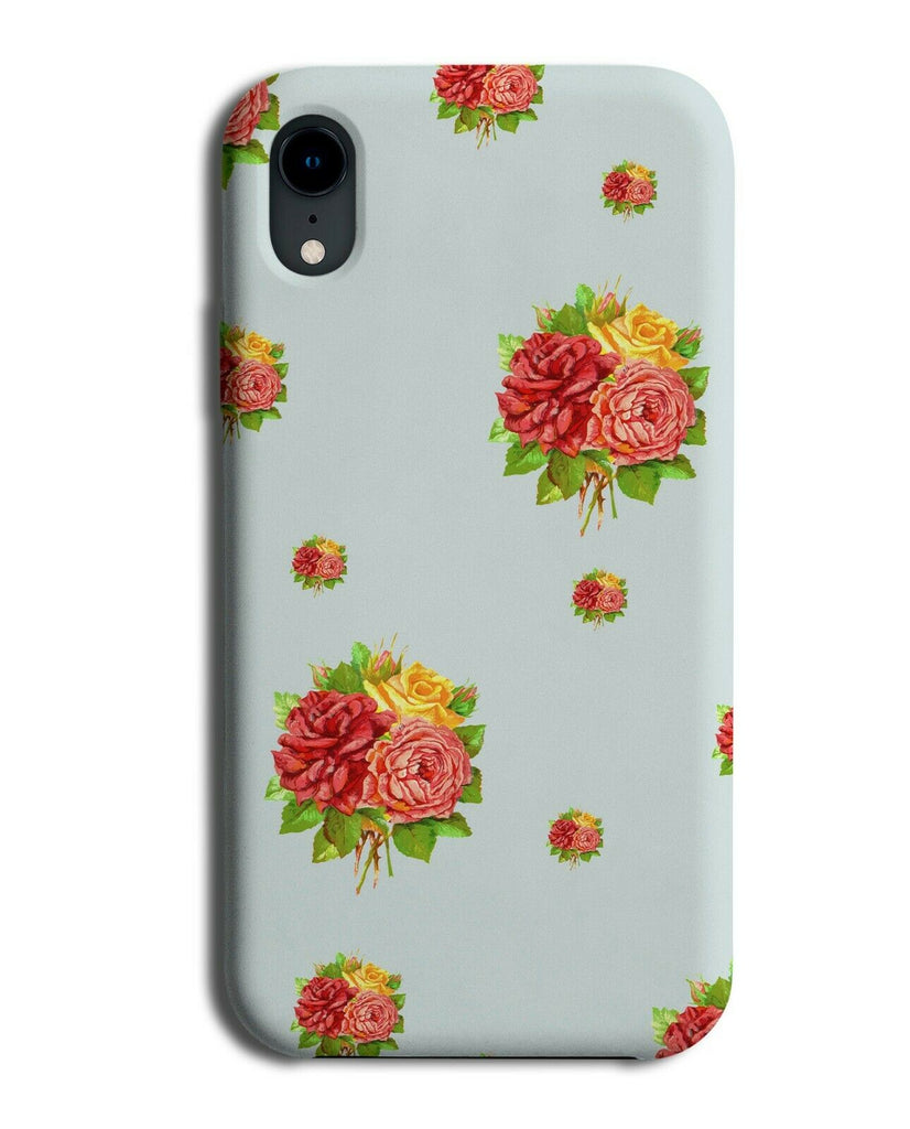 Vintage Red Roses Pattern Wallpaper Phone Case Cover Floral Bunches B809