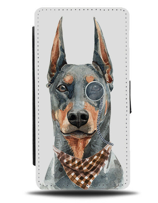 Dobermann Flip Wallet Phone Case Monocol Banada Pet Gentleman Posh Painting K542