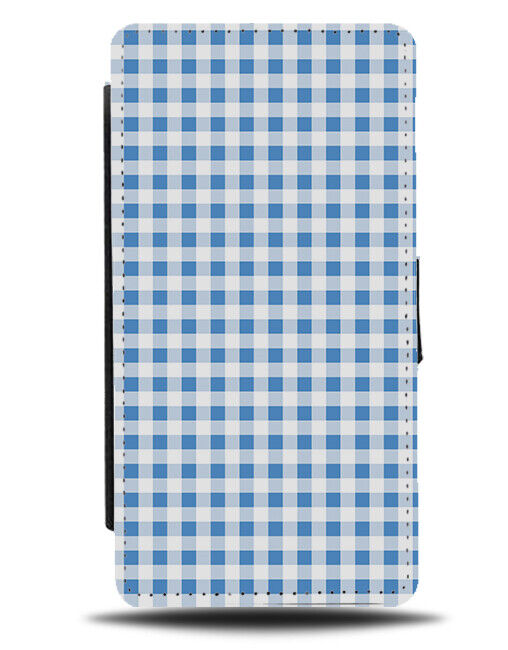Baby Blue Tartan Pattern Flip Wallet Case Flannel Gingham Shapes Design K766
