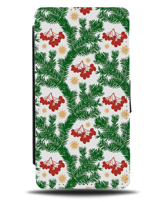 Green Mistletoe Flip Wallet Case Xmas Leaves Flowers Floral Holly Flower H809