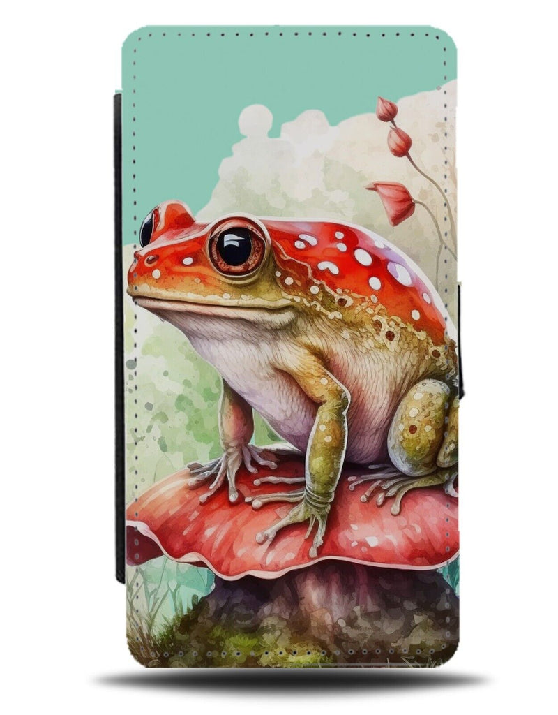 Frog On Mushroom Flip Wallet Case Frogs Magic Storybook Red Toad Toads AN57